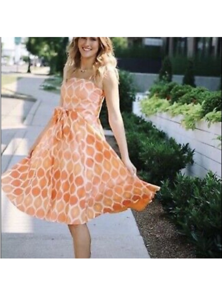 Anthropologie Maeve Boho Freya Poplin Midi Dress Orange Geometric Print. 6. Nwt.